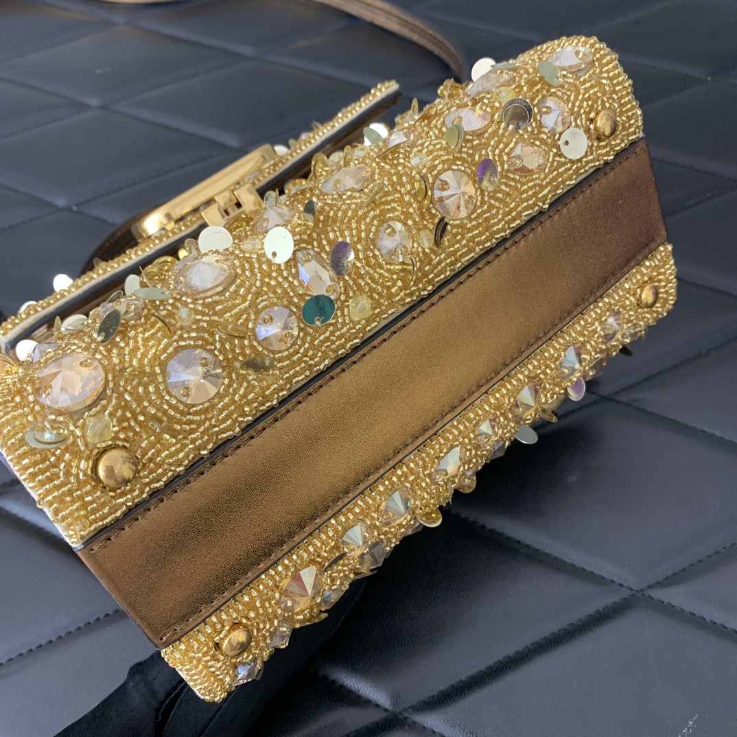 Valentino Garavani Vsling Mini Handbag Entirely Covered in Yellow Rhinestones 